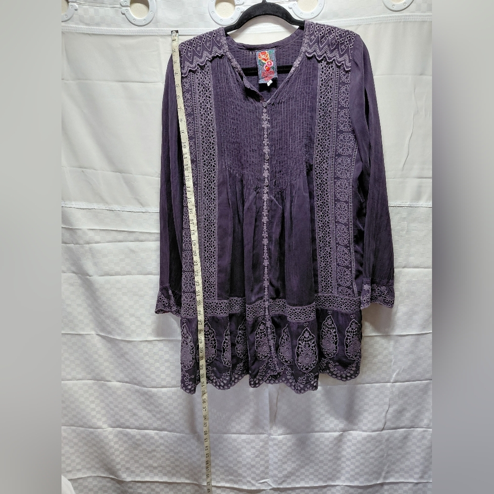 Johnny Was Deep Purple Lace Blouse